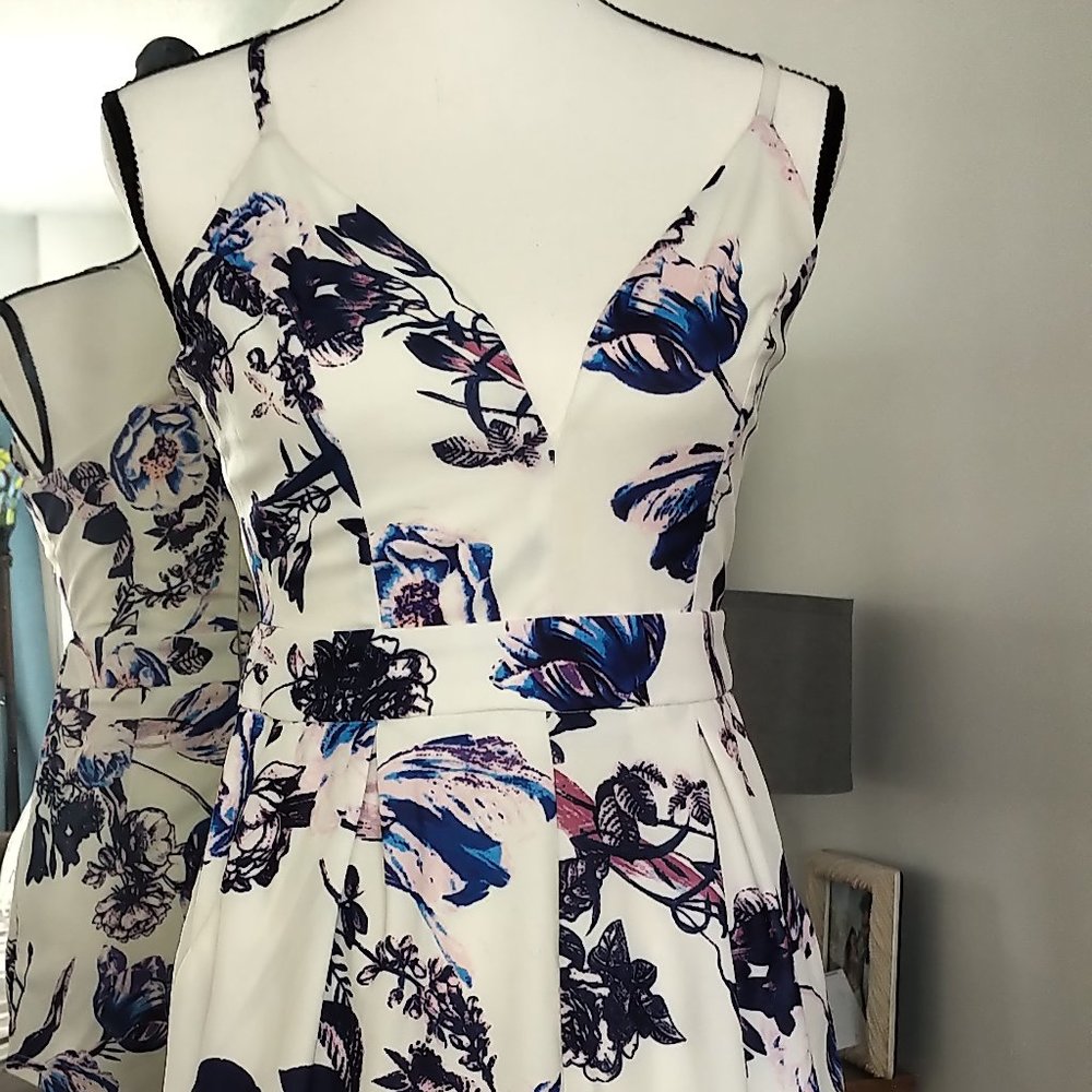 Fashion Nova Romper Pink White Floral Romper  S